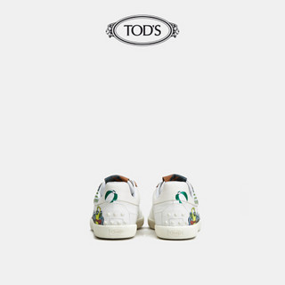 TOD'S官方2021夏季新品女鞋帆布拼皮革印花休闲运动鞋女板鞋 彩色 40