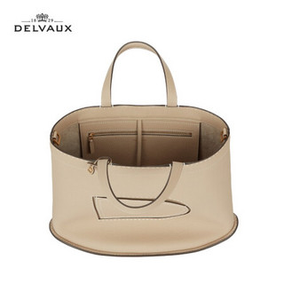 Delvaux 奢侈品女包女士包包经典系列 Pin Cabas 小牛皮手提袋 沙色白色