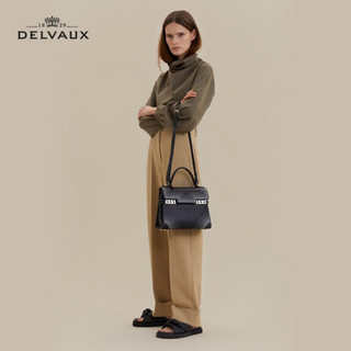 Delvaux 21秋冬新品女包女士包包Tempete系列Fade Away单肩斜挎手提包 黑色