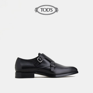 TOD'S官方2021早秋新款男鞋男士黑色牛皮孟克鞋单鞋男英伦风 黑色 45.5