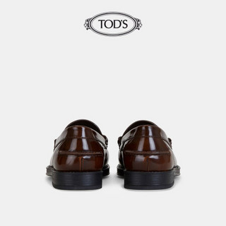 TOD'S官方2021早秋新款男鞋男士牛皮乐福鞋男一脚蹬休闲皮鞋 棕色 38