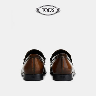 托德斯 TOD'S官方2021早秋新款男鞋男士牛皮乐福鞋男一脚蹬休闲皮鞋 棕色 39