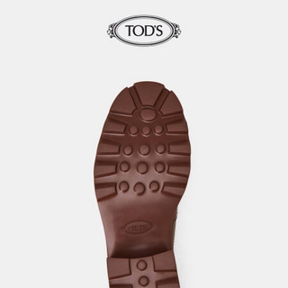 TOD'S官方2021早秋新款女鞋女士牛皮流苏乐福鞋女一脚蹬休闲 棕色 37