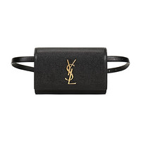 圣罗兰 SAINT LAURENT 女士皮革胸包斜挎包腰包黑色金色LOGO 534395 BOW0J 1000 85