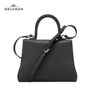 Delvaux 新品奢侈品包包女包 单肩手提包Logo Buckle Brilant 黑色