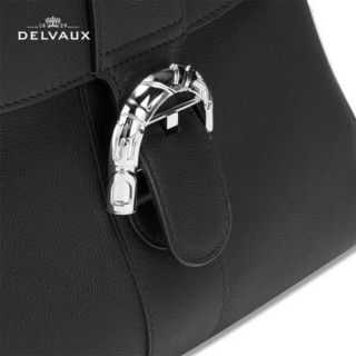 Delvaux 新品奢侈品包包女包 单肩手提包Logo Buckle Brilant 黑色