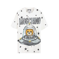 莫斯奇诺 MOSCHINO 奢侈品 女士圆领太空熊短袖T恤衫白色棉质 Z A 0703 5440 1002 S