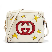 古驰 GUCCI 女士GG STARS系列米白色牛皮互扣式GG图案单肩斜挎包 626363 0WAYG 9875