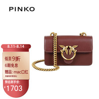 PINKO 2021早秋款  奢侈品 女士经典金属链条mini单肩斜挎包飞鸟包粉色 1P22A4Y6XT R64