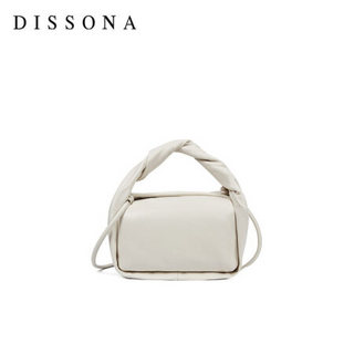 DISSONA迪桑娜小方包 2021新款设计师小众时尚羊皮轻便女包单肩斜挎包包 白色