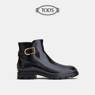 托德斯 TOD'S官方2021早秋新款男鞋男士黑色牛皮踝靴短靴男户外靴 黑色 41.5