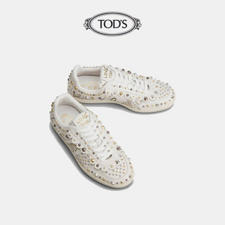 TOD'S官方2021早秋新款女鞋女士TABS牛皮休闲运动鞋铆钉板鞋 白色 35