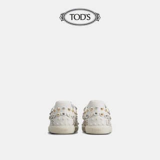 TOD'S官方2021早秋新款女鞋女士TABS牛皮休闲运动鞋铆钉板鞋 白色 35