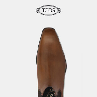 TOD'S官方2021早秋新款男鞋男士棕色牛皮踝靴切尔西靴男短靴 棕色 39.5