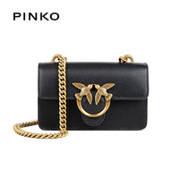 PINKO 21FW秋冬款  奢侈品 女士经典金属链条mini单肩斜挎包飞鸟包粉色 1P22A4Y6XT Z99