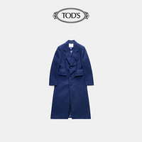 TOD'S官方2021早秋新款女士羊毛休闲百搭混纺单排扣大衣外套女 蓝色 42