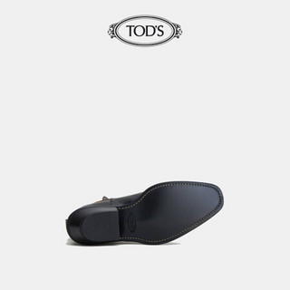 托德斯 TOD'S官方2021早秋新款男鞋男士黑色牛皮粗跟踝靴短筒靴男 黑色 40.5