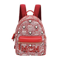 MCM 奢侈品 中性 VINTAGE JACQUARD 系列红色迷你提花织物及牛皮革双肩背包 MMKBATQ02RE001