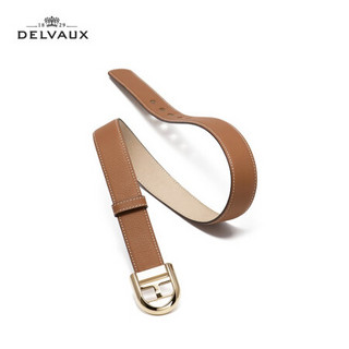 DELVAUX 奢侈品新品腰带皮带粒纹小牛皮 焦糖色 85cm