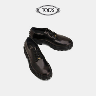 托德斯 TOD'S官方2021秋冬新款男鞋黑色牛皮系带皮鞋男厚底休闲皮鞋 黑色 41.5