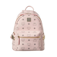 MCM 奢侈品 男女同款 Stark Visetos系列柔粉色迷你印花logo双肩背包 MMKAAVE10QH001