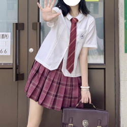 啦啦酱 好运来辣 jk制服 百褶格裙 红色