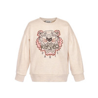 KENZO 凯卓 高田贤三 KENZO KIDS 奢侈品童装 21春夏 女童棉质虎头刺绣圆领长袖卫衣 米黄色 KS15078 17 6A/6岁/116cm