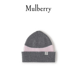 Mulberry/玛珀利2021秋冬新款拼色针织无檐便帽VH4082 灰色和粉红色