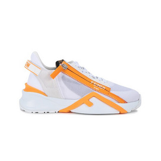芬迪 FENDI 女士织物等多种面料Flow网面系带休闲运动鞋白色橙色 8E8035 AF5R F0UP4 8/38码