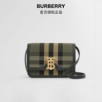 博柏利 BURBERRY 2021早秋 女士军绿色TB 小号格纹帆布拼皮革专属标识锁扣包  80418441