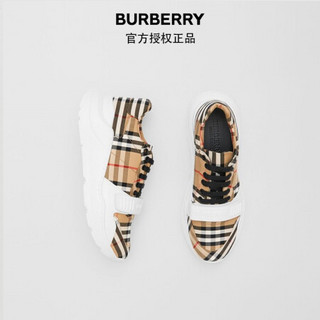 博柏利 BURBERRY 2021早秋 男士典藏米色 Vintage 格纹棉质运动鞋  80468261 42