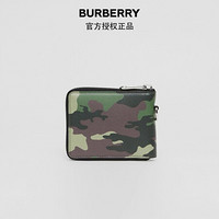 BURBERRY 博柏利 2021早秋男士 红树林绿色 迷彩印花皮革全拉链挂带钱夹 80422911