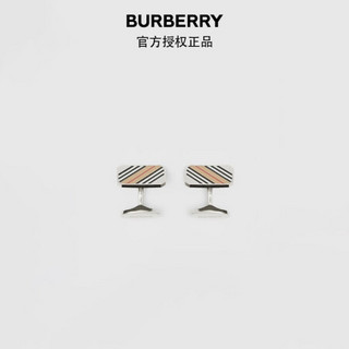 博柏利 BURBERRY 2021早秋男士 钯金色 标志性条纹镀钯金袖扣 80344251