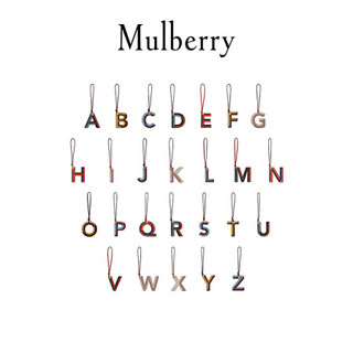 Mulberry/玛珀利新款皮革拼接英文个性字母钥匙环 蓝灰色-字母Z