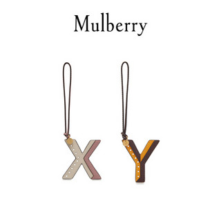 Mulberry/玛珀利新款皮革拼接英文个性字母钥匙环 蓝灰色-字母Z