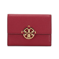 托里·伯奇 TORY BURCH 奢侈品 TB钱包 女士MILLER系列皮革短款翻盖钱包钱夹罗甘莓红 79393 602