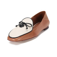 托里·伯奇 TORY BURCH 奢侈品 TB女鞋 羊皮革可踩脚单鞋乐福鞋平底鞋棕褐色象牙白色黑色 79299 201 6/36.5码