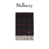 Mulberry/玛珀利2021秋冬新款小号羔羊毛窗格纹围巾VS4400 黑色和杏橘色