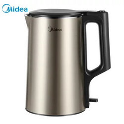 Midea 美的 PJ17A01电热水壶 家用1.7L烧水壶双钢防烫防干烧热水壶 304不锈钢开水壶