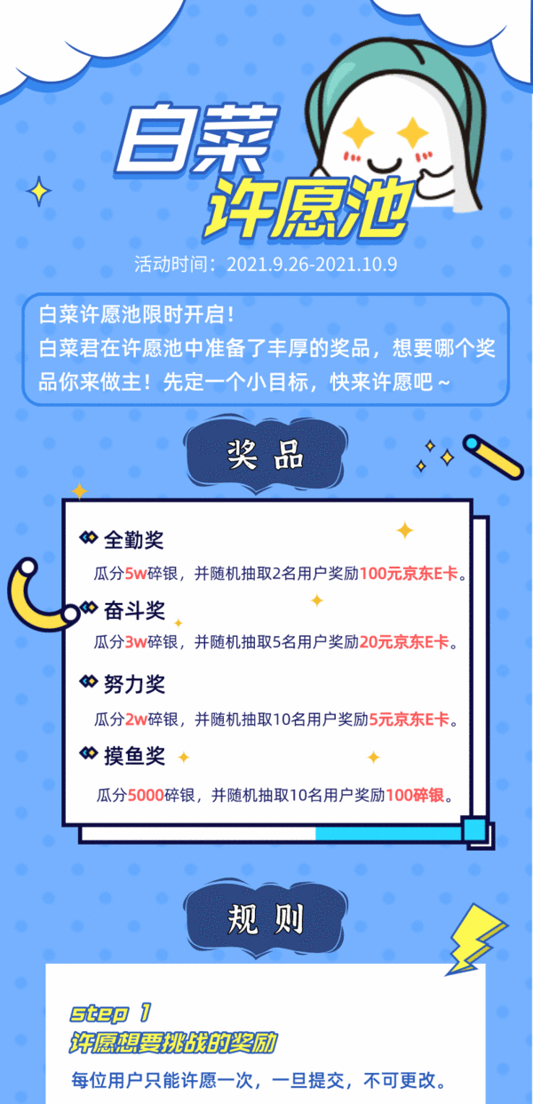 【中奖名单公布】白菜许愿池精彩开启,许愿挑战任务,赢百元E卡