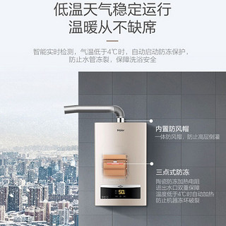 海尔（Haier）天然气热水器16升水气双调恒温变频节能燃气热水器JSQ30-16-D11(12T)