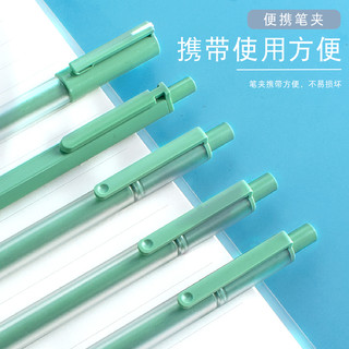 晨光莫兰迪色中性笔牛油果绿0.5全针管按动水笔ins简约小清新学生用黑色考试专用碳素签字笔奶绿直液式走珠笔（牛油果绿拔盖（10支）针管头）
