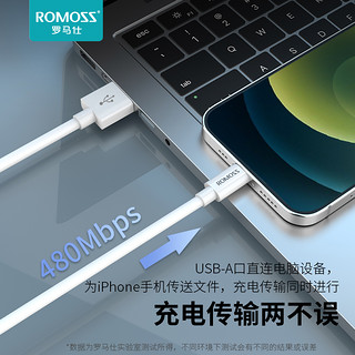 罗马仕iphone13苹果数据线5s/6/7/8/x充电线ipad通用快充加长20WPD充电线器单头短xs/11/12pro闪充plus正品（白色）