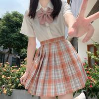 春日制服部 季夏 JK制服 女士格裙 橙橘色 42cm S