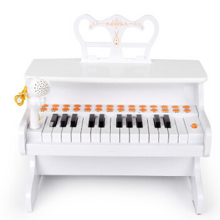 宝丽BAOLI儿童钢琴玩具女孩启蒙电子琴麦克风音乐早教初学男孩益智玩具3-6岁小孩生日礼物一岁幼儿琴 1701白色