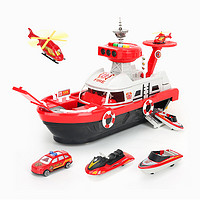 勾勾手(gougoushou)儿童玩具男孩3-6岁玩具车模型轨道变形停车场小孩启蒙玩具 变形消防船-红色