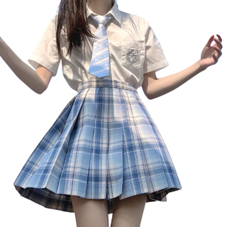 春日制服部 酒酿白云 JK制服 女士格裙 蓝色 42cm S