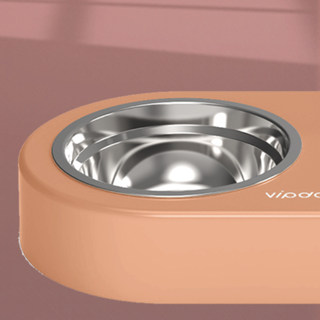 VIP DOG 顽皮狗 宠物喂食饮水器 不锈钢碗款 橘粉色 M