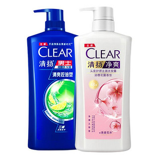 CLEAR 清扬 去屑控油洗发水 蓬松洗发露 持久留香洗头膏洗发液男女士 控油500g+樱花500g