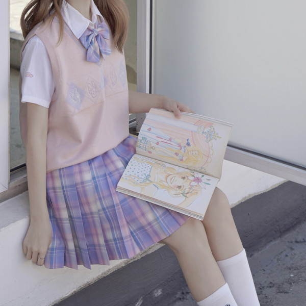 swallowjk燕子家的jk校服丁香紫jk制服粉紫色百褶格裙